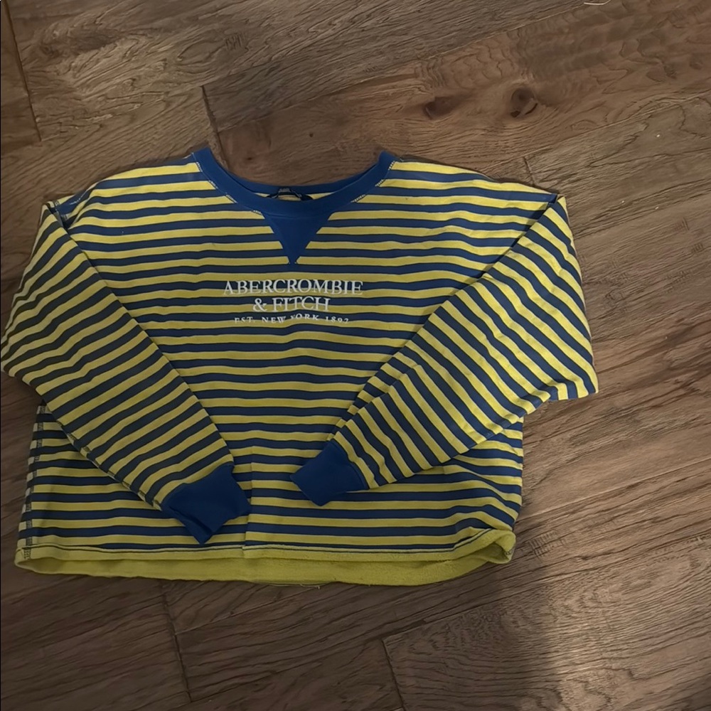 Abercrombie & Fitch Blue and Yellow Striped Sweatshirt(vintage)